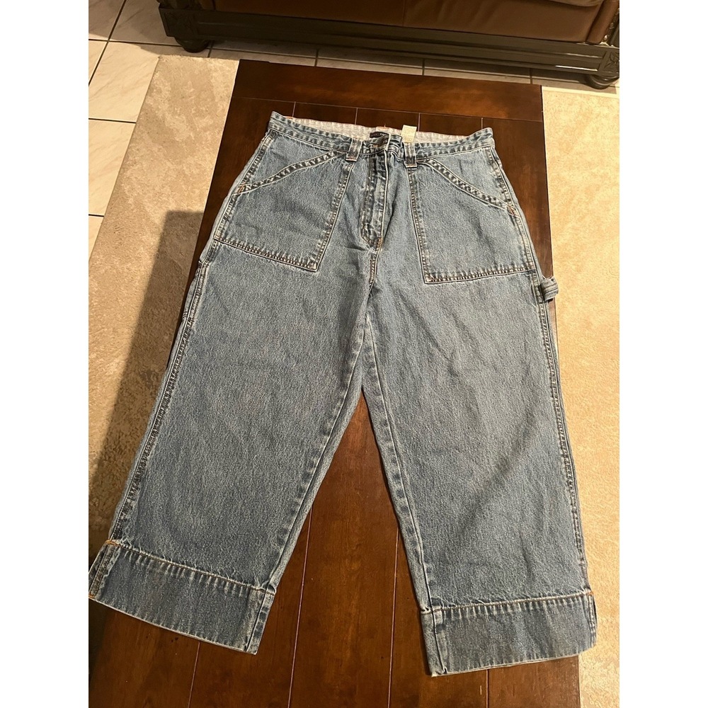 Vintage High Waist 100% Cotton Jeans Womens Size 14 Bill Blass Easy Fit Capri